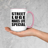 Street Luge Makes Life Special - 15oz Accent Mug Pink