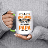 A Superhero Without Cape is Called Papa - 15oz Accent Mug Green