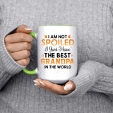 I Am Not Spoiled I Just Have The Best Grandpa In The World - 15oz Accent Mug Green