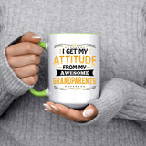 I Get My Attitude From My Awesome Grandparents - 15oz Accent Mug Green