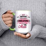 My Biggest Reason For Living Calls Me Mom - 15oz Accent Mug Green