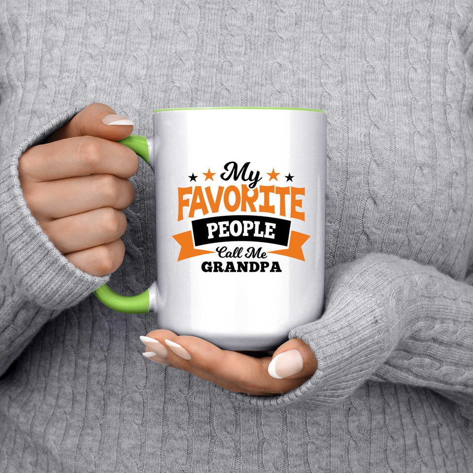 My Favorite People Call Me Grandpa - 15oz Accent Mug Green