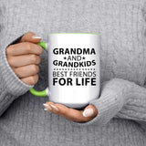 Grandma and Grandkids, Best Friends For Life - 15oz Accent Mug Green