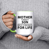 Mother and Son, Best Friends For Life - 15oz Accent Mug Green