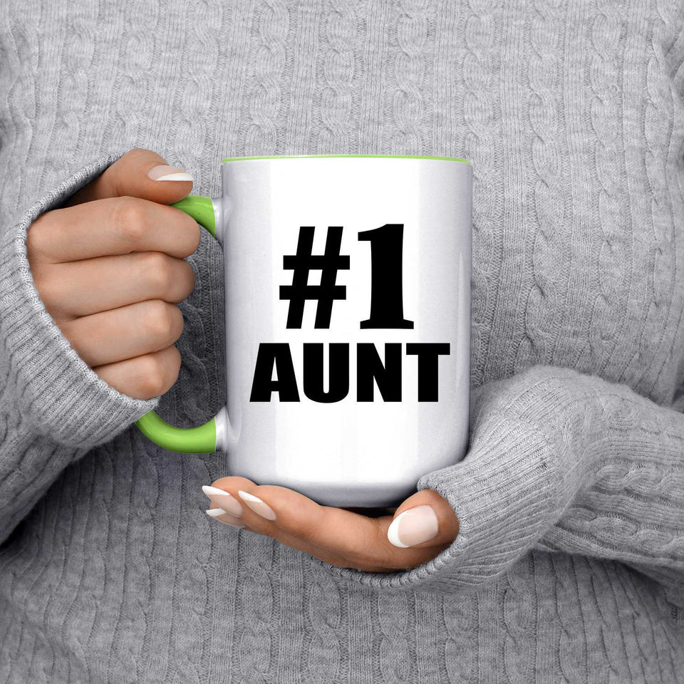 Number One #1 Aunt - 15oz Accent Mug Green