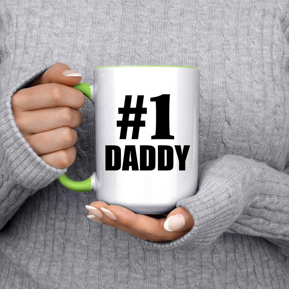 Number One #1 Daddy - 15oz Accent Mug Green