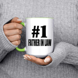 Number One #1 Father In Law - 15oz Accent Mug Green