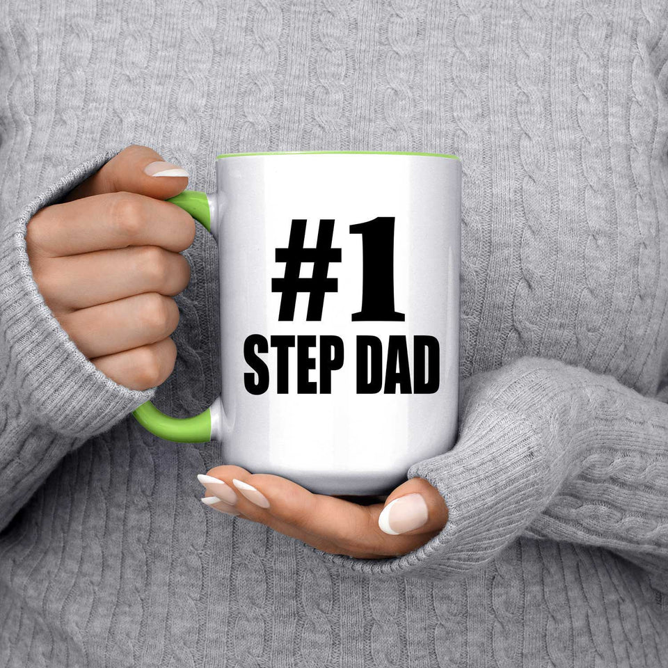 Number One #1 Step Dad - 15oz Accent Mug Green
