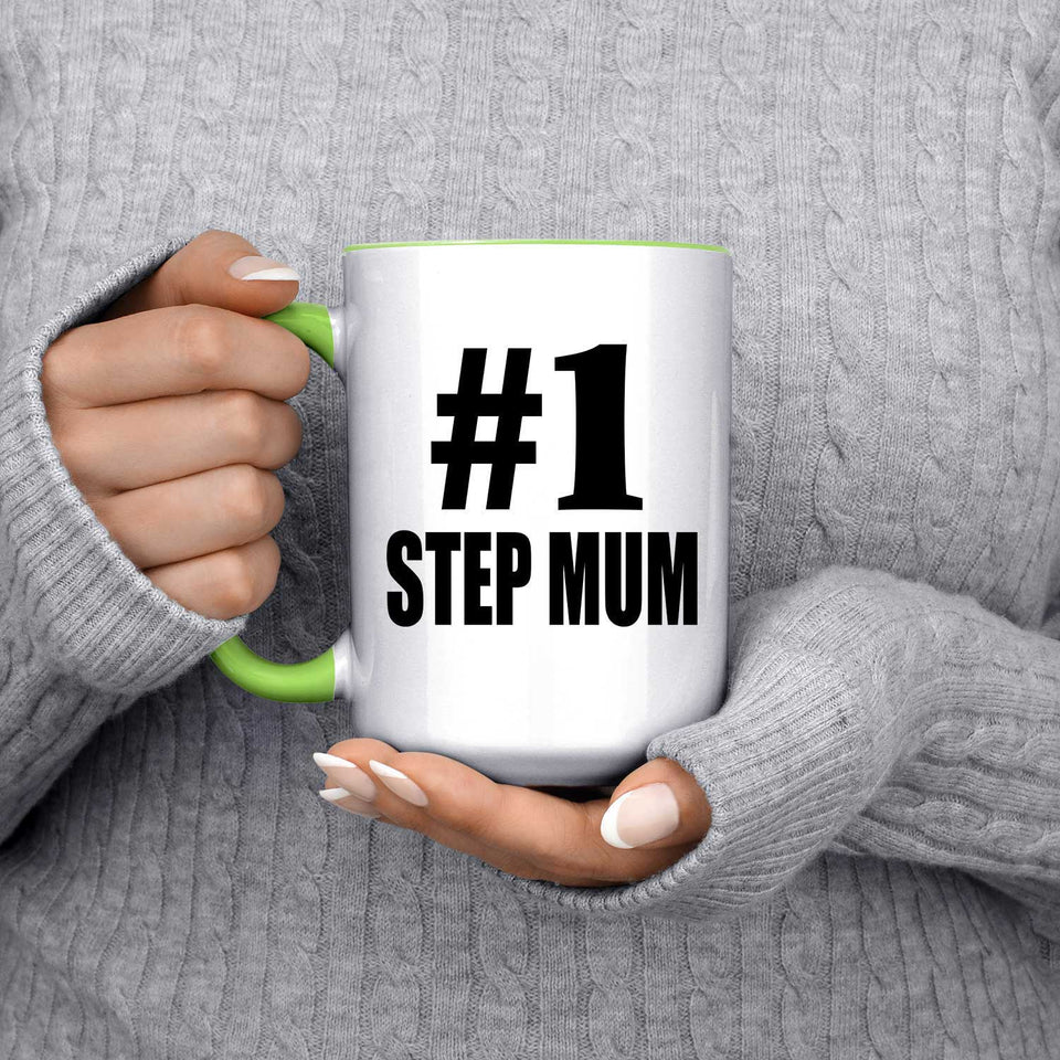 Number One #1 Step Mum - 15oz Accent Mug Green