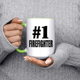 Number One #1 Firefighter - 15oz Accent Mug Green