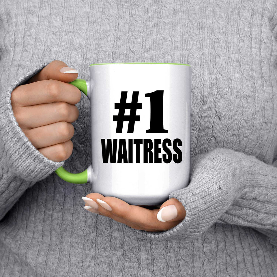 Number One #1 Waitress - 15oz Accent Mug Green