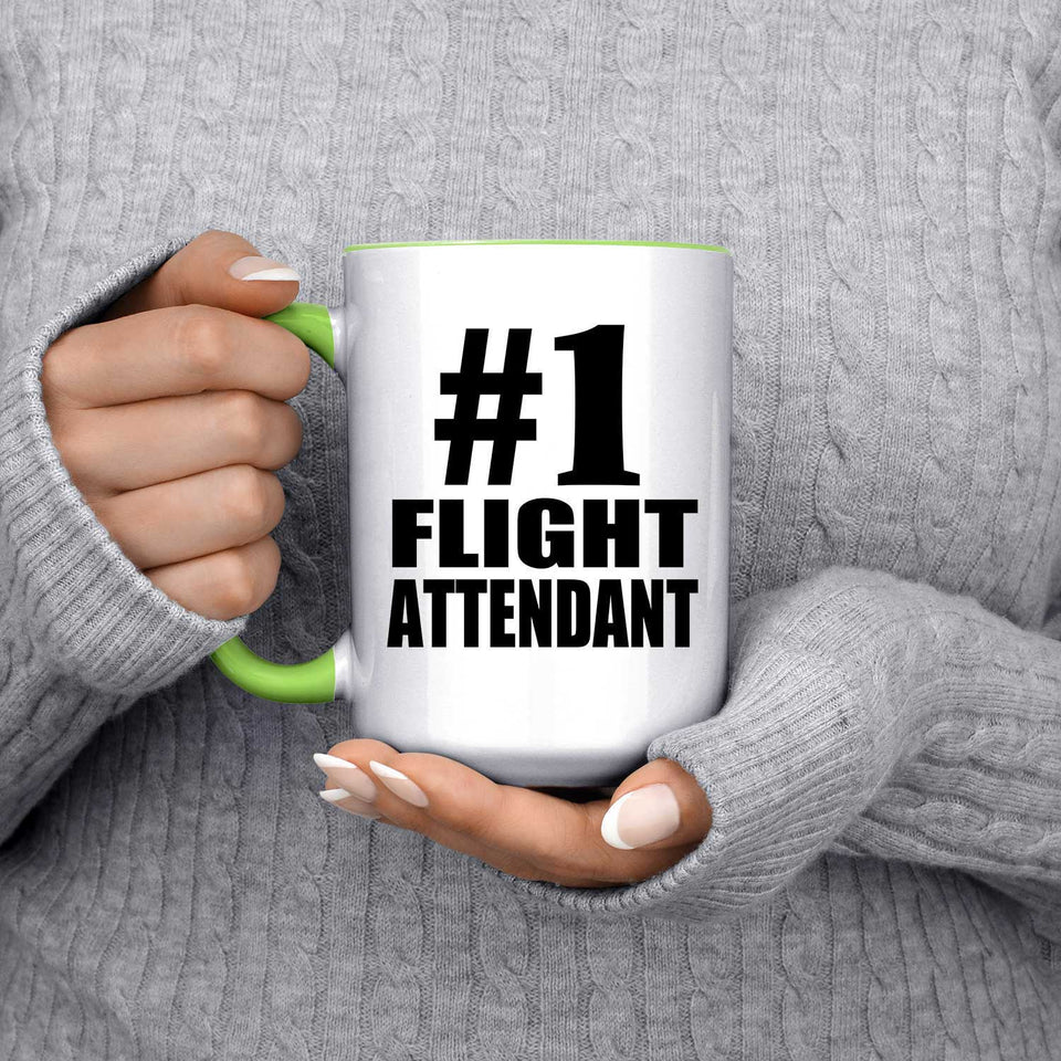 Number One #1 Flight Attendant - 15oz Accent Mug Green