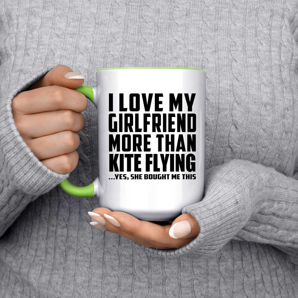 I Love My Girlfriend More Than Kite Flying - 15oz Accent Mug Green