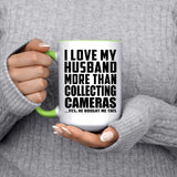 I Love My Husband More Than Collecting Cameras - 15oz Accent Mug Green