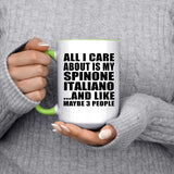 All I Care About Is My Spinone Italiano - 15oz Accent Mug Green