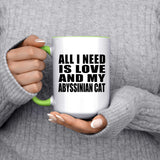 All I Need Is Love And My Abyssinian Cat - 15oz Accent Mug Green