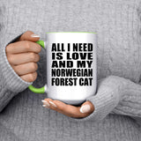 All I Need Is Love And My Norwegian Forest Cat - 15oz Accent Mug Green