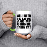 All I Need Is Love And My Orange Tabby Cat - 15oz Accent Mug Green