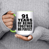 91st Anniversary 91 Years Of Being Mr Perfect - 15oz Accent Mug Green