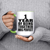 1st Anniversary 1 Year Of Being Mrs Perfect - 15oz Accent Mug Green