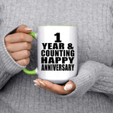 Happy 1st Anniversary 1 Year & Counting - 15oz Accent Mug Green