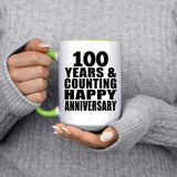 Happy 100th Anniversary 100 Years & Counting - 15oz Accent Mug Green