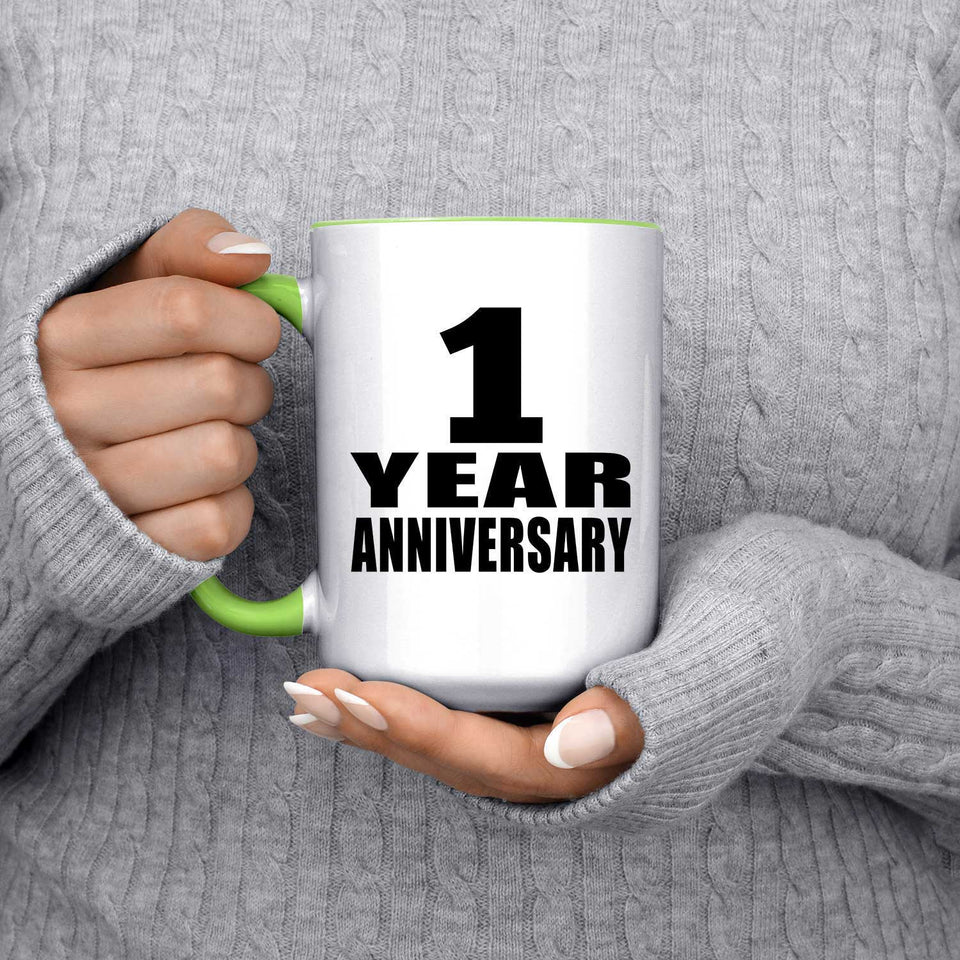 1st Anniversary 1 Year Anniversary - 15oz Accent Mug Green