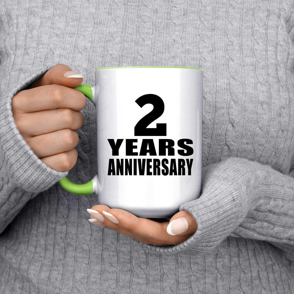 2nd Anniversary 2 Years Anniversary - 15oz Accent Mug Green