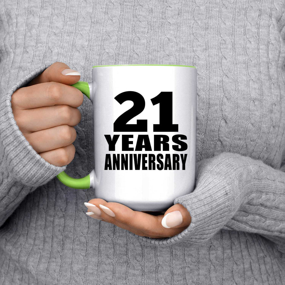 21st Anniversary 21 Years Anniversary - 15oz Accent Mug Green