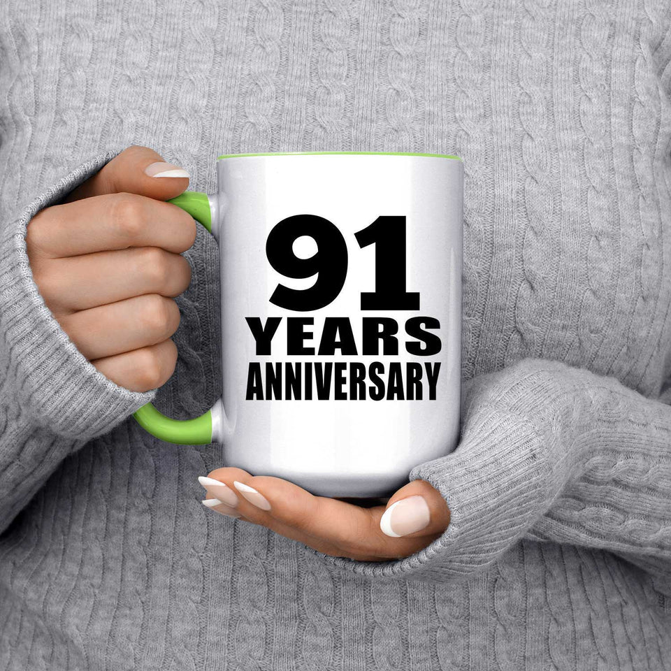 91st Anniversary 91 Years Anniversary - 15oz Accent Mug Green