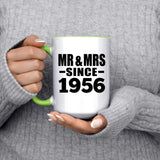 68th Anniversary Mr & Mrs Since 1956 - 15oz Accent Mug Green