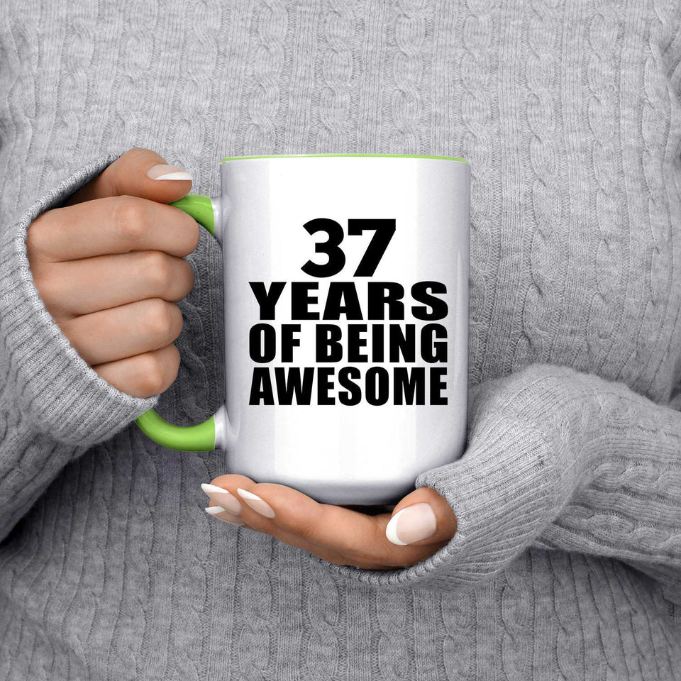 37th Birthday 37 Years Of Being Awesome - 15oz Accent Mug Green