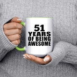 51st Birthday 51 Years Of Being Awesome - 15oz Accent Mug Green