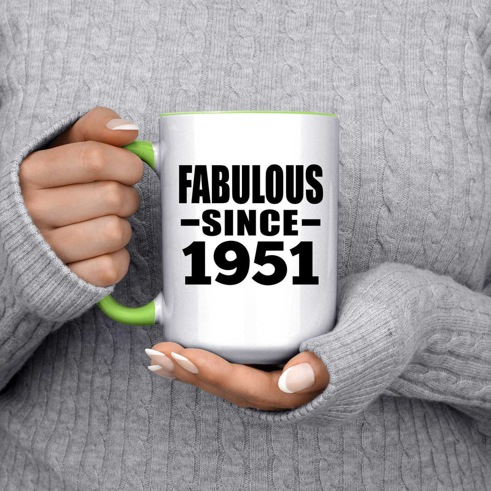 73rd Birthday Fabulous Since 1951 - 15oz Accent Mug Green