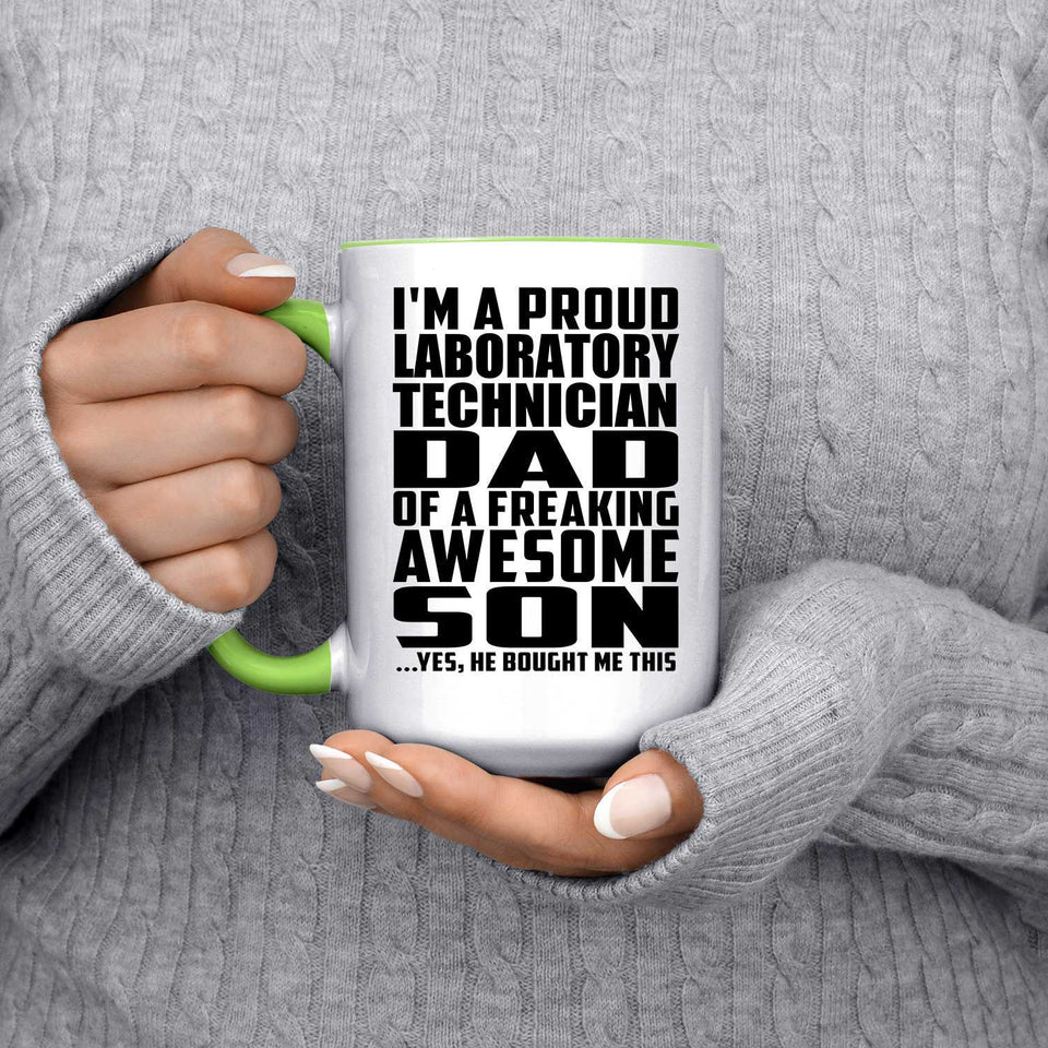 Proud Laboratory Technician Dad Of Awesome Son - 15oz Accent Mug Green