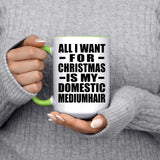 All I Want For Christmas Is My Domestic Mediumhair - 15oz Accent Mug Green
