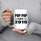 Pop-Pop Established EST. 2019 - 15oz Accent Mug Green