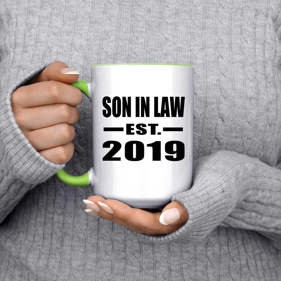 Son In Law Established EST. 2019 - 15oz Accent Mug Green