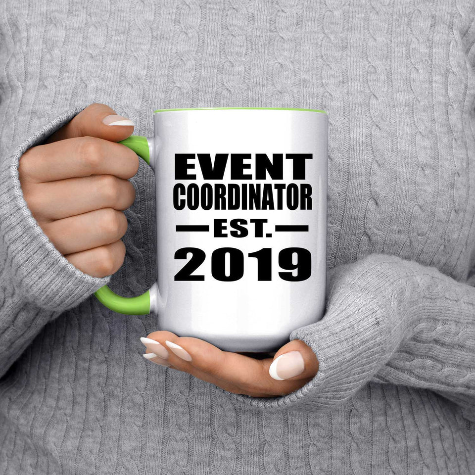 Event Coordinator Established EST. 2019 - 15oz Accent Mug Green