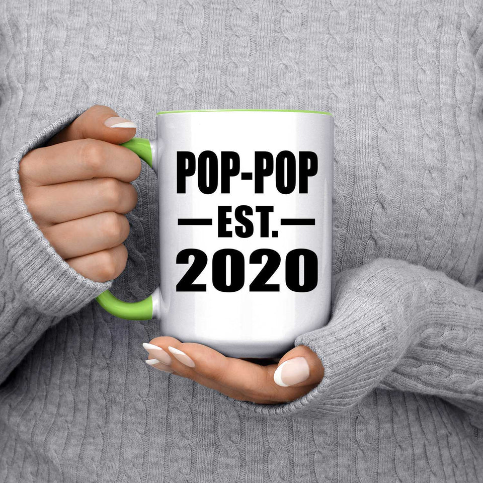 Pop-Pop Established EST. 2020 - 15oz Accent Mug Green