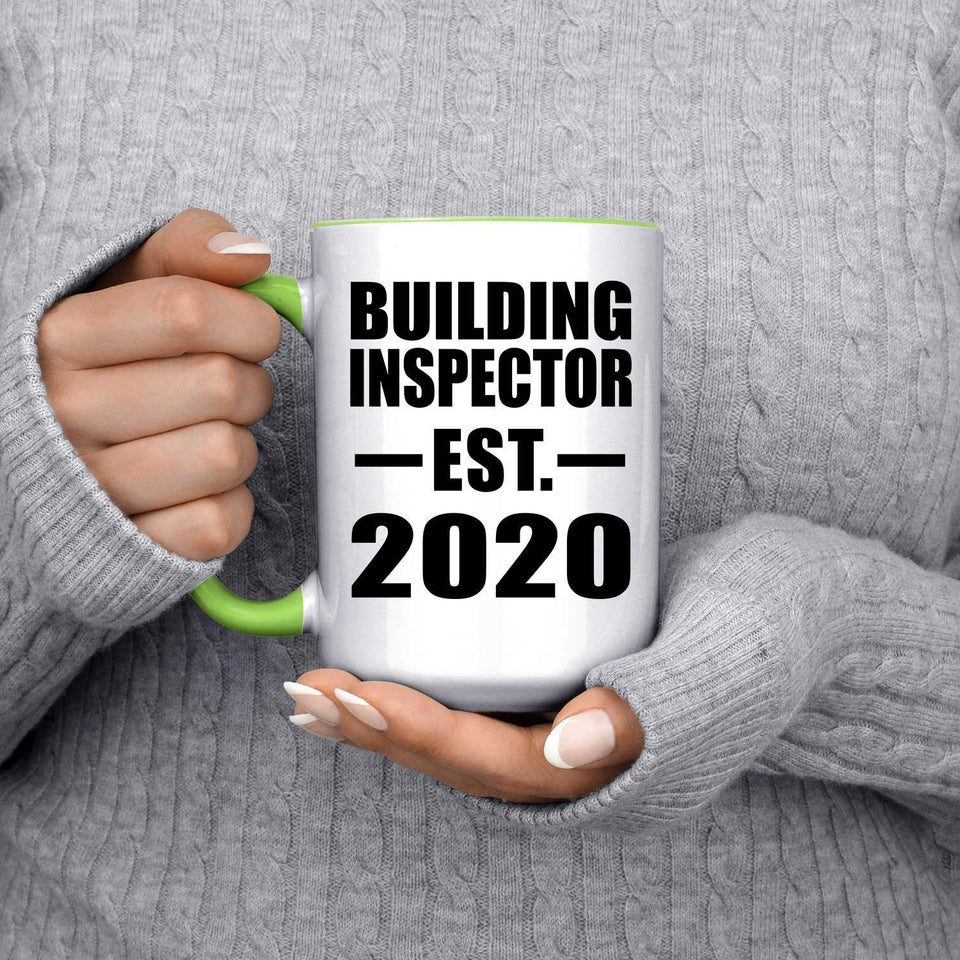 Building Inspector Established EST. 2020 - 15oz Accent Mug Green