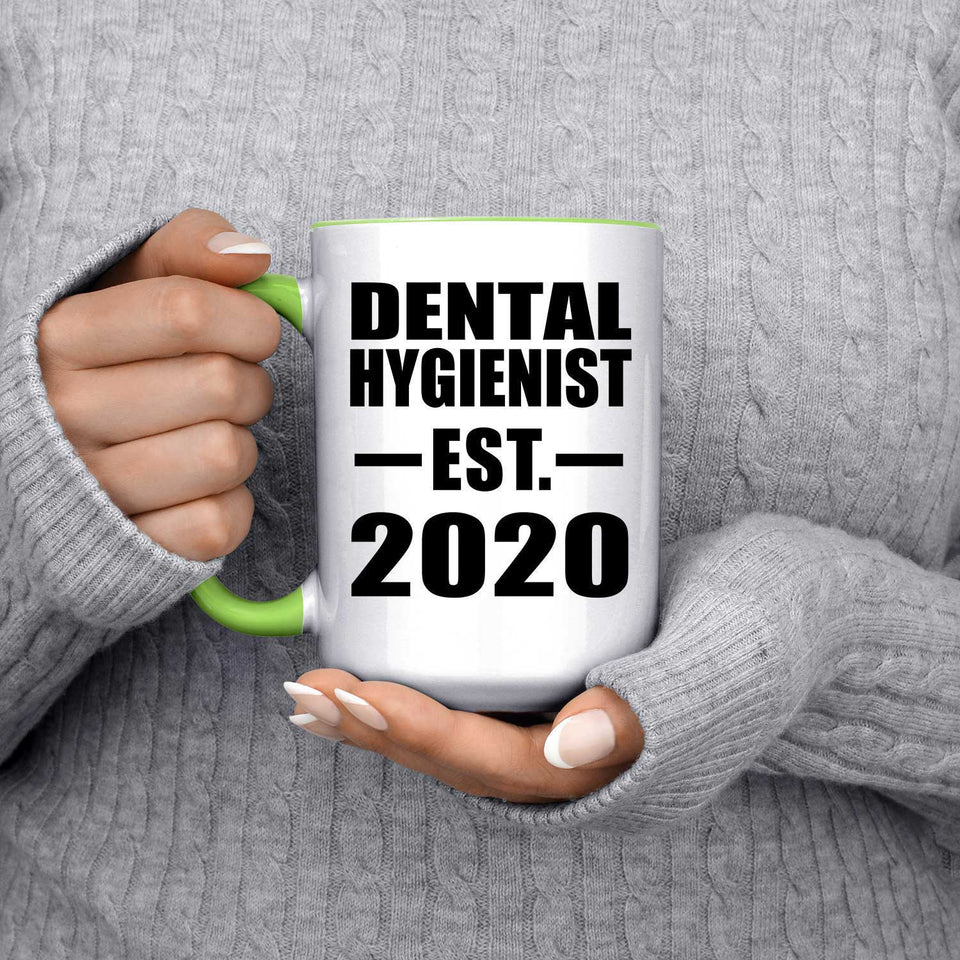 Dental Hygienist Established EST. 2020 - 15oz Accent Mug Green