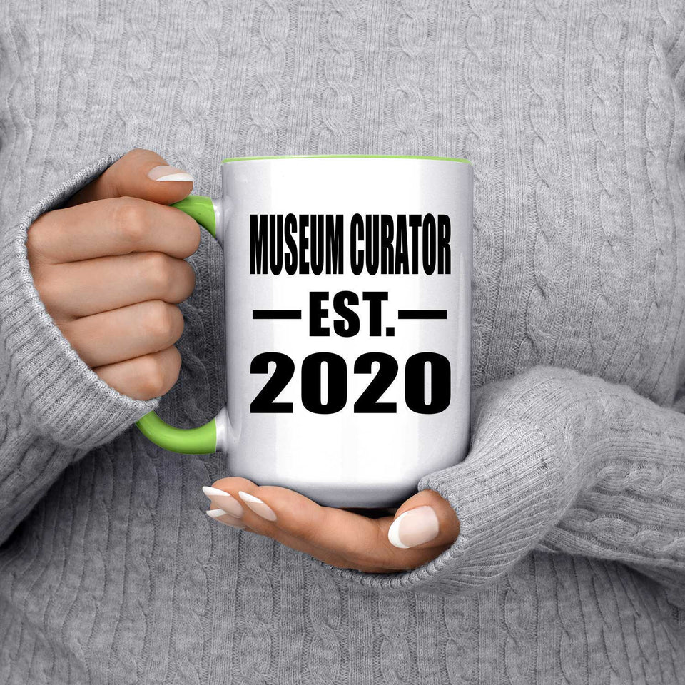 Museum Curator Established EST. 2020 - 15oz Accent Mug Green