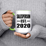 Salesperson Established EST. 2020 - 15oz Accent Mug Green