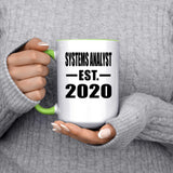 Systems Analyst Established EST. 2020 - 15oz Accent Mug Green
