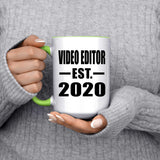 Video Editor Established EST. 2020 - 15oz Accent Mug Green