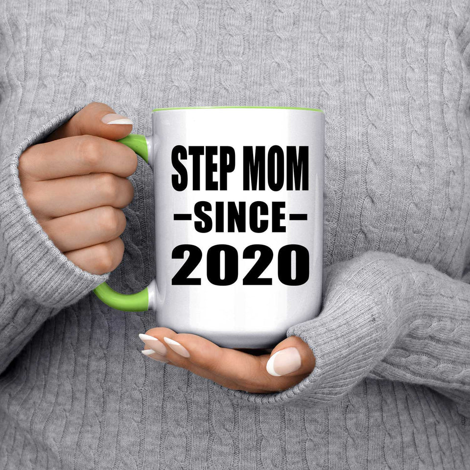 Step Mom Since 2020 - 15oz Accent Mug Green