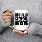 Polish Lowland Sheepdog Dad - 15oz Accent Mug Green