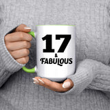 17th Birthday 17 & Fabulous - 15oz Accent Mug Green