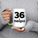 36th Birthday 36 & Fabulous - 15oz Accent Mug Green